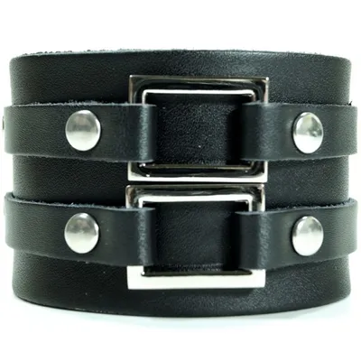 Produktbild von CJBB1912 Herren Armband Leder schwarz 21,5 cm