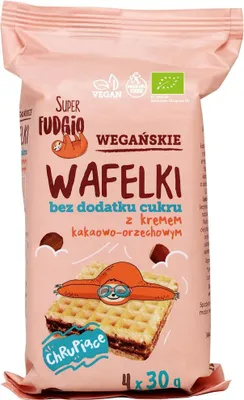 WAFELKI Z KREMEM KAKAOWO - ORZECHOWYM BEZ DODATKU CUKRÓW BIO (4 szt.) 120 g - ME GUSTO (SUPER FUDGIO)