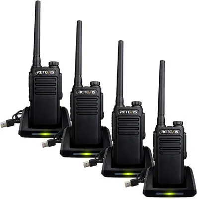 Obrázok produktu pre Retevis RT647 Vysielačka, súprava vysielačiek PMR446, IP67 vodotesná s USB nabíjačkou pre školy, bezpečnosť, stavenisko (čierna, 4 ks)