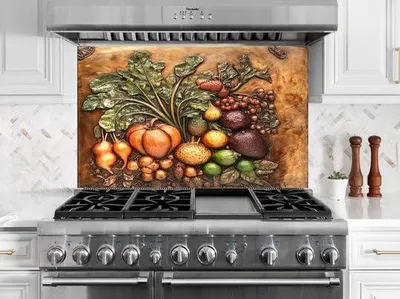 Produktbild von Myphotostation Küchenrückwand aus gehärtetem Glas, Spritzschutz für Küche und Herd, Wandschutz, Schneidebrett, Herd-Wandpaneel, Rückwand für den Herd, 91,4 x 91,4 cm