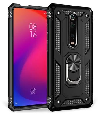 Produktbild von NALIA Ring Case für Xiaomi Mi 9T / 9T Pro Hülle, Stoßfeste Handyhülle mit Halter Schwarz