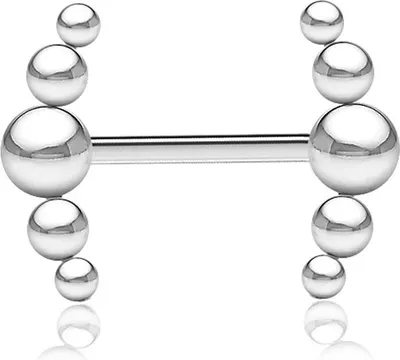 Produktbild von viva-adorno Nippelpiercing Brustpiercing Brustwarzenpiercing Barbell Piercing Kugel Bögen Piercingstab Hantel Z576, silber