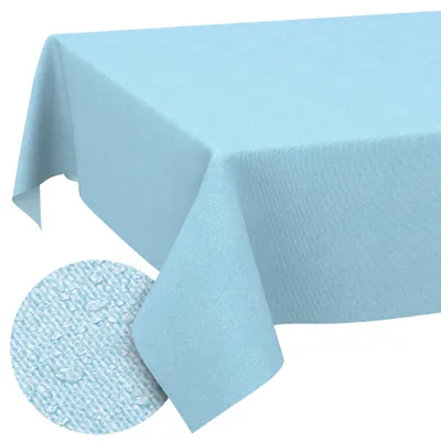 Tischdecke 140x280cm Rechteckig Hellblau DanceDirty abwaschbar Leinenoptik wetterfest, Hauptbild