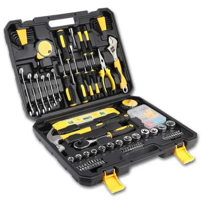 Produktbild von 140-teiliges Werkzeugset - Steckschlüssel- und Schraubendreher-Set - Kohlenstoffstahl - Für Auto- und Haushaltsreparaturen - Im Aufbewahrungskoffer - Schwarz