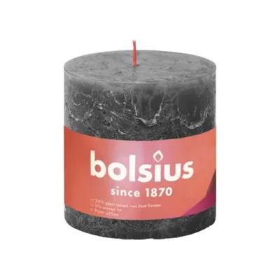 Productafbeelding van Bolsius Rustieke stompkaars, stormgrijs, hoogte: 10 cm, diameter: 10 cm