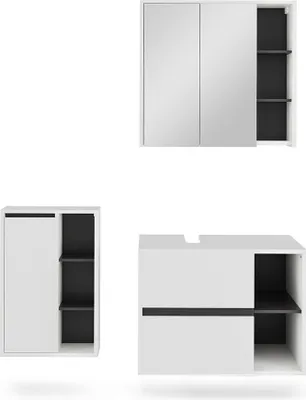Obrázok produktu pre Sada kúpeľňového nábytku Vicco Viola Biela/sivá 3 časti, Model 55229