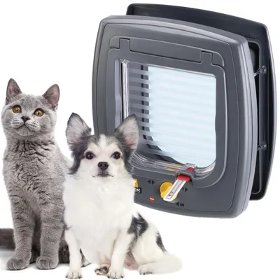 Produktbild von Ferplast Hundeklappe, Katzentür, Katzenklappe für Katzen und Kleine Hunde, 4-weg