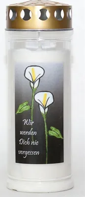 Produktbild von Motiv Wochenbrenner Wir werden dich nie vergessen mit Golddeckel, Brenndauer bis zu 7 Tage