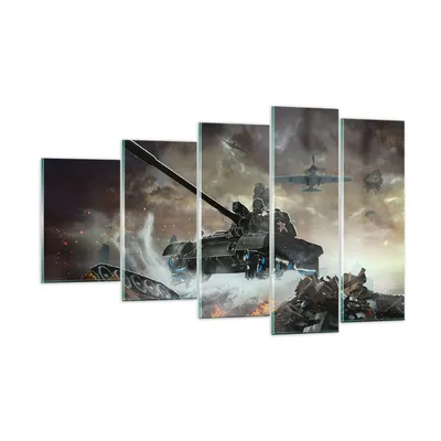 Produktbild von Bilder auf glas - Krieg Panzer Airplain Schlacht - 100x60cm - Glasbilder - Wandbilder - Kunstdruck - zum Aufhängen bereit - Wanddekoration aus Glas - Glas Bilder - Wandbild auf Glas - GEG100x60-2936