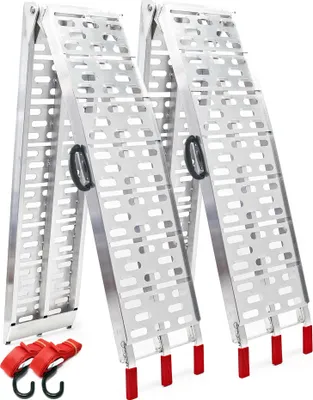 Produktbild von Wiltec 2x Auffahrrampe 226 cm 680 kg für Motorrad ATV Quad, Aluminium Auffahrschiene faltbar, Verladerampe rutschsicher