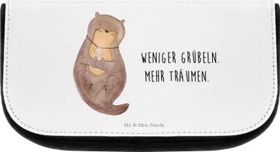 Produktbild von Mr. & Mrs. Panda Kosmetiktasche Otter Muschel - Weiß - Geschenk, Kulturbeutel, Träumen, Seeotter, kulturtäschchen, Positiv, Fischotter, Motivation, Optimistisch