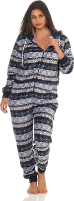 Produktbild von Damen Jumpsuit Overall Schlafanzug Norweger-Look, Overall mit Kapuze - 291 267 97 959 ; marine , 40