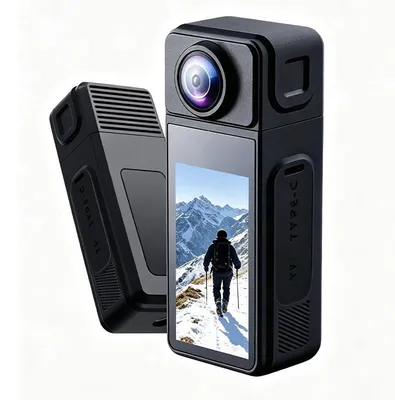 Produktbild von ZELURXX 2K Sportkamera Mini WiFi Action Cam 32GB, 270° Drehobjektiv, 180° Weitwinkel, Outdoor Fahrrad Vlog Kamera, wasserdicht, Magnet Clip