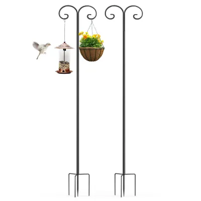 Immagine prodotto di FATIVO Set 2 Ganci da Pastore per Giardino – Supporto in Metallo con Gancio per Lanterne, Gabbie per Uccelli, Matrimoni e Cesti di Piante