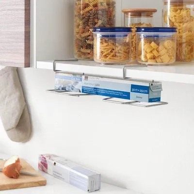 Obrázok produktu pre Držiak na potravinovú fóliu Famanu, 33 x 12 x 9 cm, strieborný – praktické kuchynské príslušenstvo