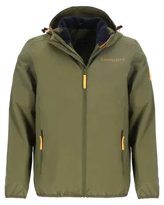 Produktbild von Wattlöper Herren 3-in-1 Funktionsjacke unifarben - Funktionsjacke mit Kapuze + Steppweste mit Stehkragen in Oliv Größe L