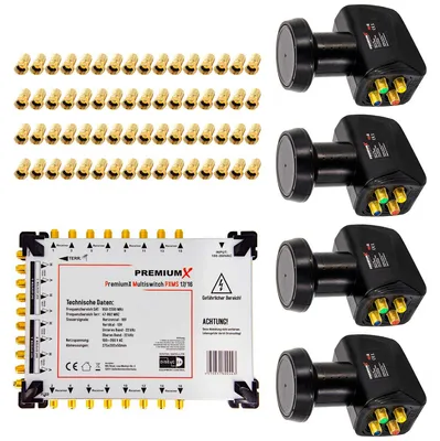 Produktbild von PremiumX Multischalter Set 17/16 Multiswitch SAT 4x Quattro LNB 64x F-Stecker