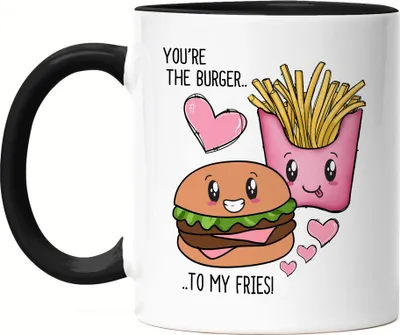 Produktbild von You Are The Fries To My Burger Tasse Schwarz Valentinstag Freundin Freund Süß Geschenkidee Paar Liebe Couple Jahrestag