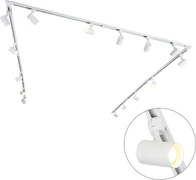 Zdjęcie produktu dla QAZQA – nowoczesny, nowoczesny system szyn 1-fazowych I Reflektor punktowy I Reflektor sufitowy I Reflektor sufitowy I Reflektor z 15 punktami I Reflektor punktowy I Reflektor sufitowy I Reflektor sufitowy I Reflektor I Lampa I Oprawy oświetleniowe białe – Iconic