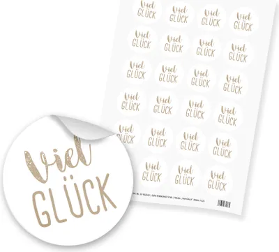 Produktbild von itenga 24x Sticker Aufkleber Viel Glück (Motiv 122) braun latte macchiato weiß