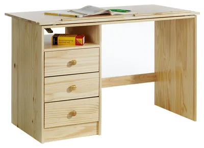 Immagine prodotto di Scrivania per bambini Kevin, finitura naturale, con piano regolabile in inclinazione