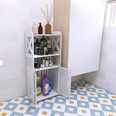 Produktbild von Aufbewahrungsschrank für Toilette Badezimmerschrank mit Schrank und verstellbaren Regalen 40 x 25 x 90 cm Weiß