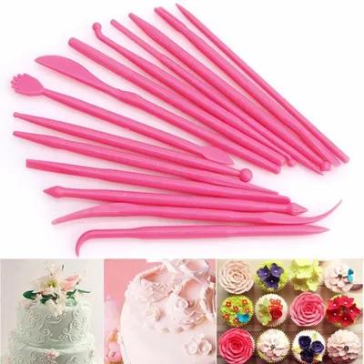 Produktbild von 14pcs Fondant Kuchen Dekorieren Schnitzstiftblumenmodellierung Backdiy -Skulptionswerkzeuge