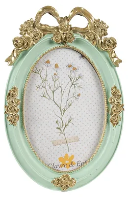 Immagine prodotto di Cornice per quadri Clayre & Eef 10x15 cm in poliresina color oro verde