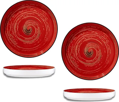 Zdjęcie produktu dla Wilmax, talerze 23 cm, zestaw 2 sztuk, czerwone, wykonane z porcelany