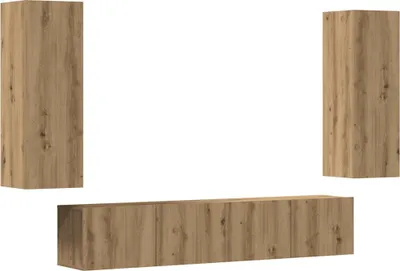 Image de vidaXL Armoires murales TV 4 pcs. Chêne Artisan Matériaux dérivés du bois