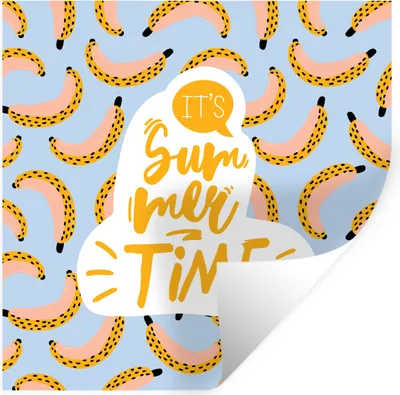 Produktbild von MuchoWow® Wandtattoo Wandsticker Wandaufkleber Sommer - Banane - Gelb 100x100 cm Selbstklebend und Repositionierbar - Wierderverwendbar - Selbstklebend