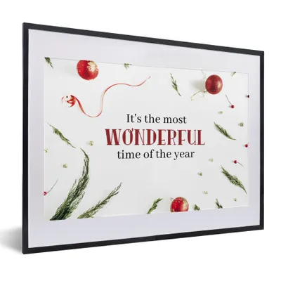 Produktbild von MuchoWow® Gerahmtes Poster Winter - Weihnachten - Zitat 40x30 cm - Poster mit Schwarzem Bilderrahmen Wandposter Rahmen Foto Bilder - Bilderrahmen - Poster im Rahmen