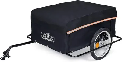 Image de Remorque pour vélos - Chariot de transport - Transport de charges lourdes - Attelage pliable - Capacité de 65 kg - Noir