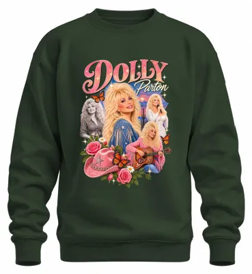 Produktbild von Dolly Parton Country Musik Sängerin Cowgirl Western Gitarre Sweatshirt Pullover, Flaschengrün, S