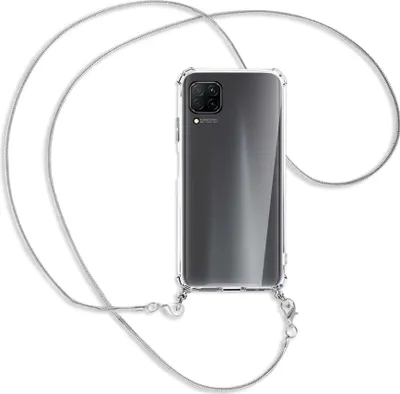 Produktbild von Handykette Backcover-Schutzhülle mit Band (Metall silberfarben) für Huawei P40 lite - silberfarbene Kette Snake