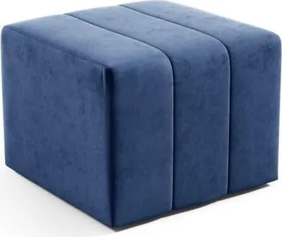 Zdjęcie produktu dla LIKMA Pufa Welurowa Granatowa 46x35x46 cm Puf Tapicerowany Hocker Podnóżek Ławka Do Salonu I Przedpokoju
