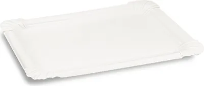 Produktbild von 350 Pappteller Snackteller Imbissteller eckig Frischfaser Weiß 11 x 16 cm