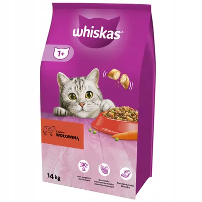 Produktbild von Whiskas Adult Sucha karma dla dorosłych kotów o smaku wołowiny z marchewką 14kg