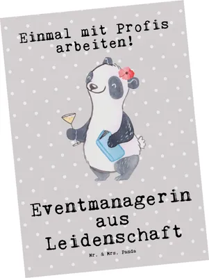 Produktbild von Mr. & Mrs. Panda Postkarte Eventmanagerin Leidenschaft - Grau Pastell - Geschenk, Beruf, Spruch, Lustig, Grußkarte, Ansichtskarten, Witzig, bildkarte, Postkarten