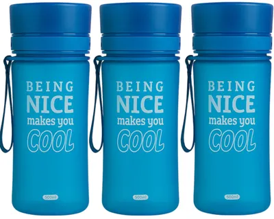 Produktbild von Trinkflasche 3er Set Sportflasche Shaker Wasserflasche Auslaufsicher Sieb Blau