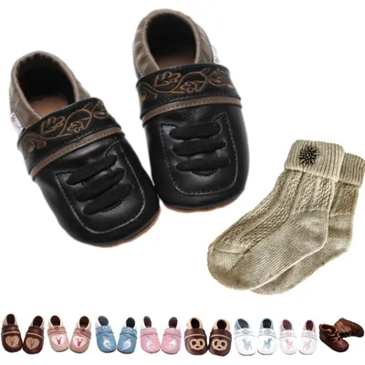 Immagine prodotto di Omgoods - Scarpe da bambino "Haferl" con ricamo alpino, per ragazzi