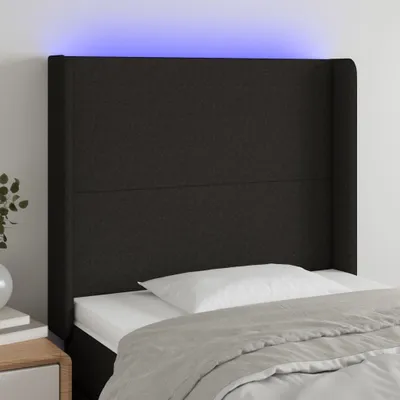 Produktbild von The Living Store LED Kopfteil Schwarz 83x16x118/128 cm Stoff