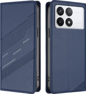 Produktbild von Hülle für Xiaomi 14T, Kunstleder Brieftaschen Handyhülle mit Kartenfach und Standfunktion Blau