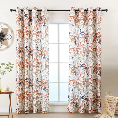 Botanische Ooggardinen, 2er-Paar, 140x145 cm, Lichtfilternd, Polyester