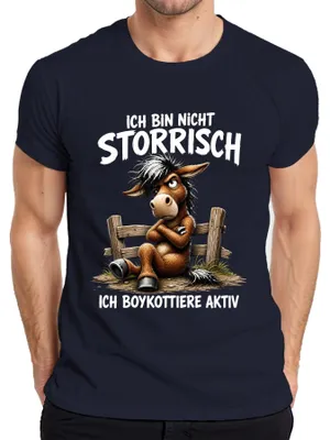 Productafbeelding van Ik ben niet koppig, ik boycot actief. Statement heren T-shirt, marineblauw, maat S
