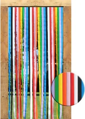 Produktbild von Unyqoos® Fliegengardine Türvorhang 100 x 200 cm, mehrfarbig (grün/rosa/schwarz/gelb/weiß/lila/rot) – Kunststoffbänder ca. 3 cm, mit Kunststoffstange, einfach kürzbar