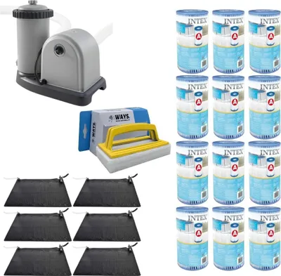 Produktbild von WAYS - Poolpflege - 6x Poolheizung & Filterpumpe 5678 L/u & 12 Filter Typ A & WAYS Scheuerbürste