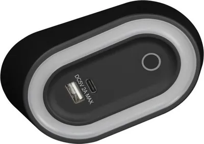 Productafbeelding van AGRA LED inbouwverlichting, 2,5W, 80lm, 4000K, met contactloze schakelaar en USB A+C laadfunctie, zwart