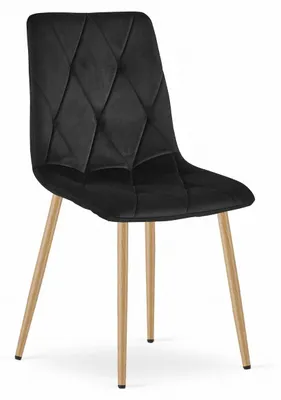 Image de Chaise Libra en velours noir avec pieds effet bois
