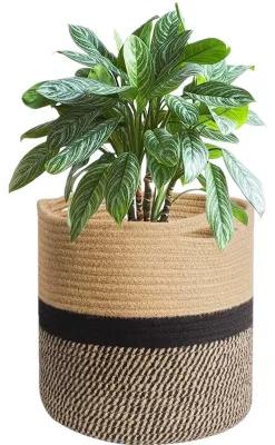Image de Omgoods - Panier en coton tressé pour plantes d'intérieur, diamètre 20 cm